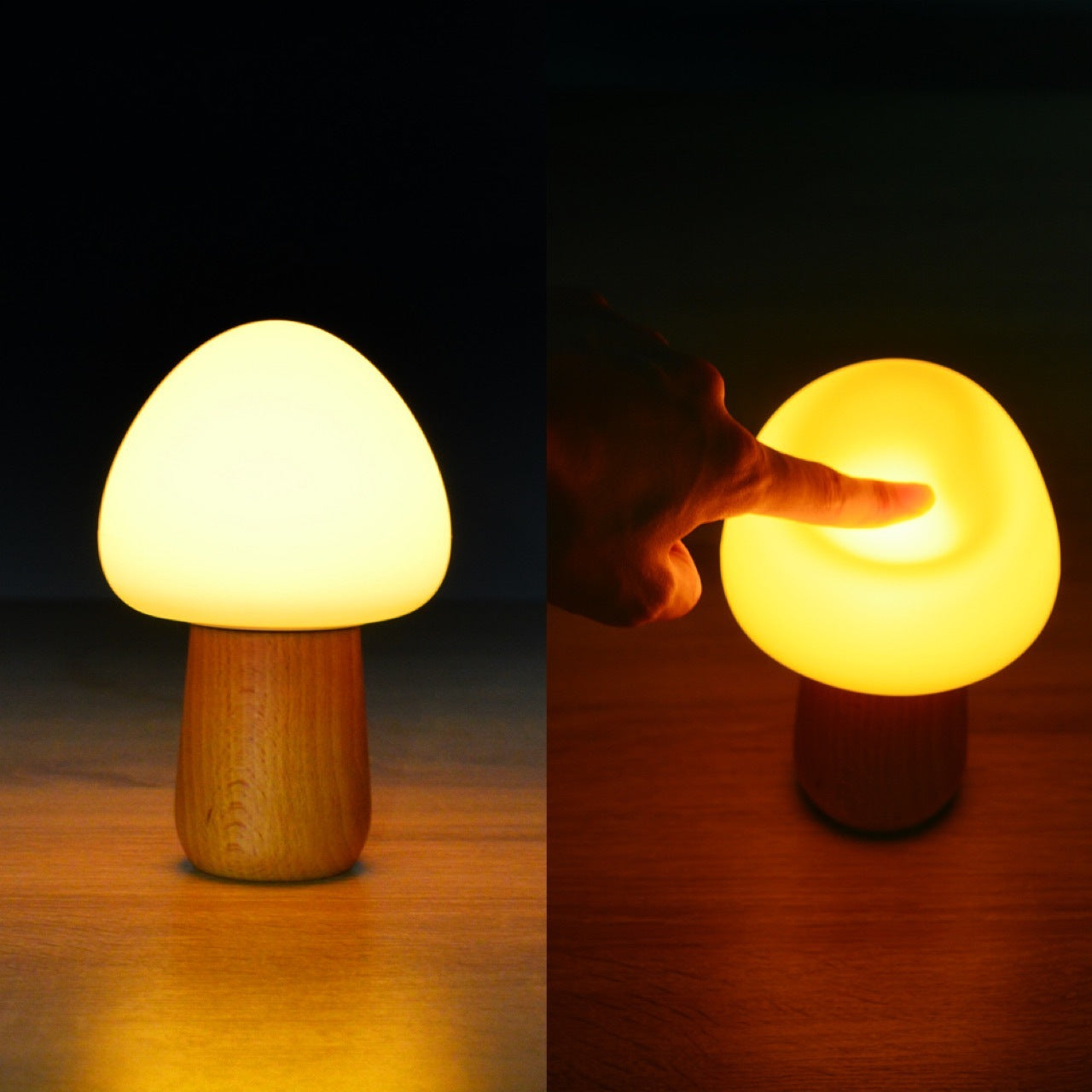 Wooden Mushroom Led remote