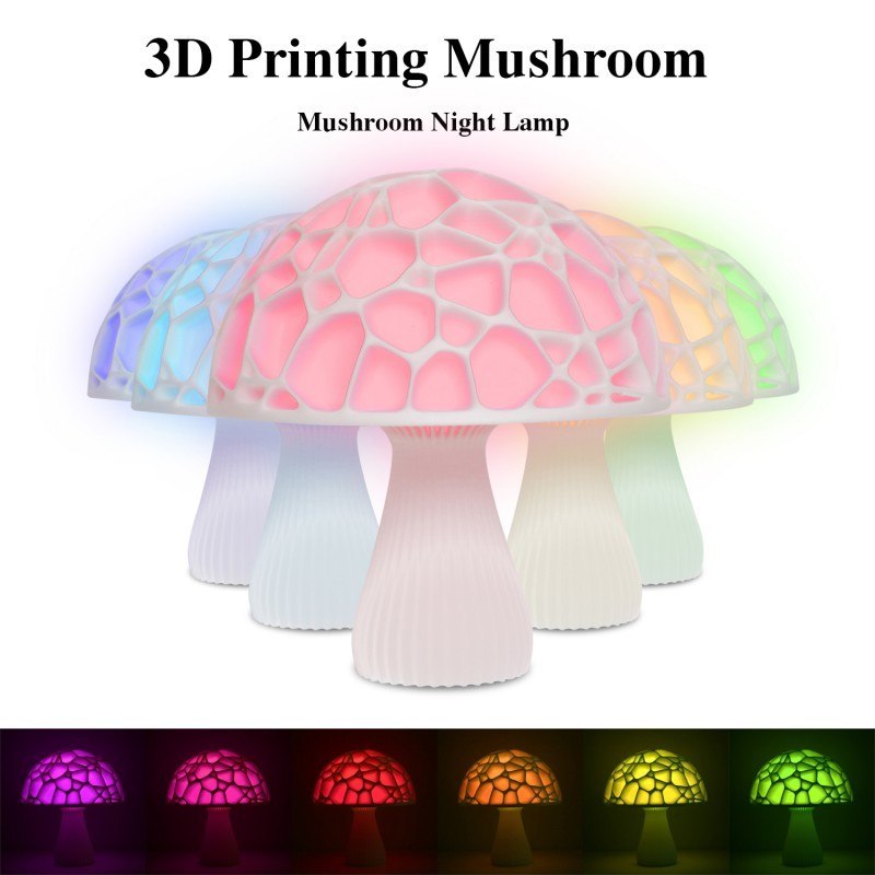 3D Printed 16 Colors LED Mushroom Lamp