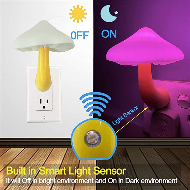 LED Night Light Mushroom Wall Socket Lamp