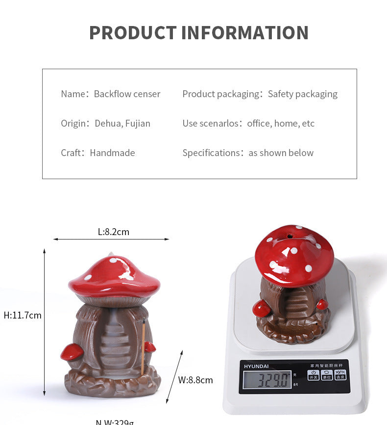 Ceramic Backflow Incense Burner Creative Mushroom