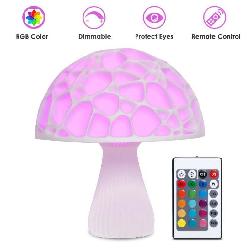 3D Printed 16 Colors LED Mushroom Lamp