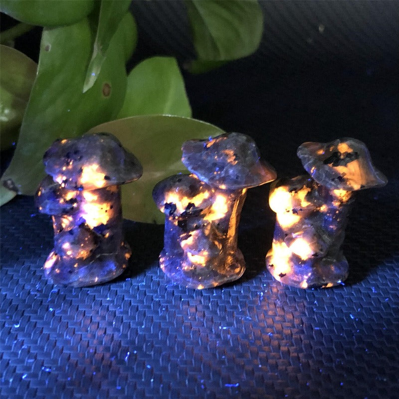 Natural Crystal Carved Flame Stone Mushroom Ornament