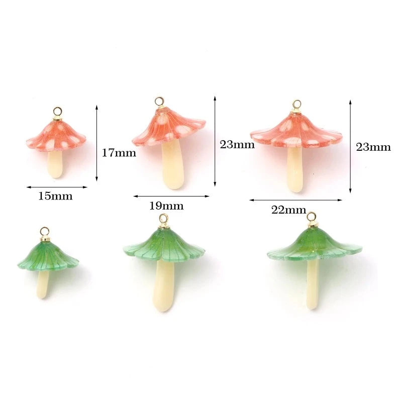 2PCs 3D Mushroom Acrylic Charms