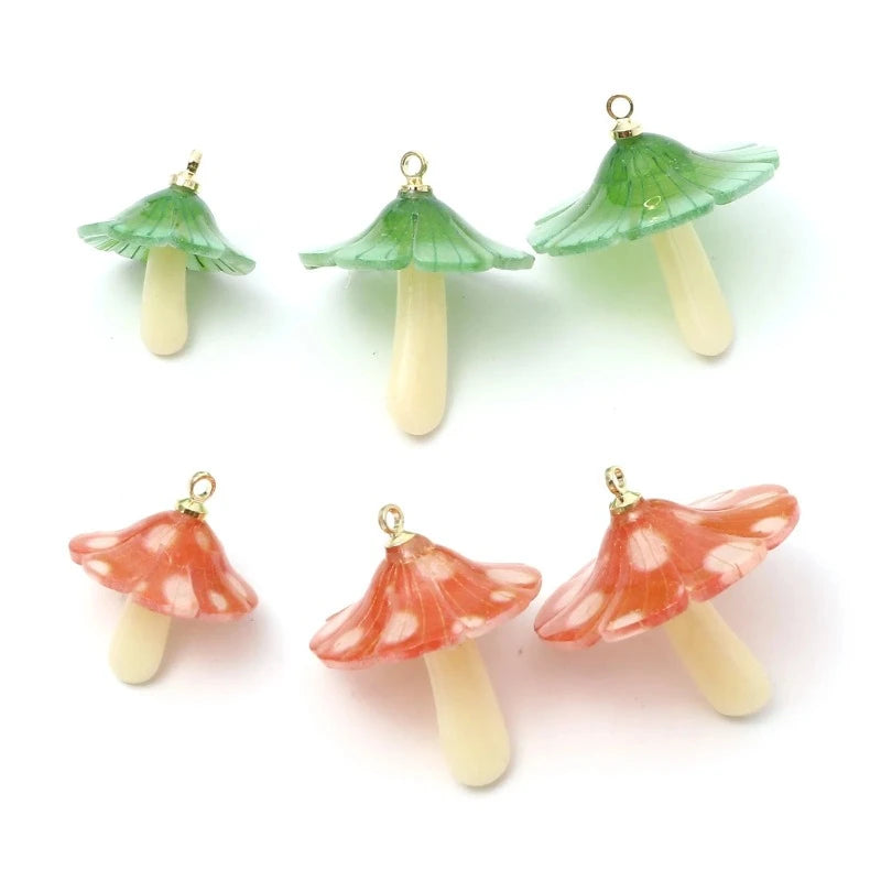 2PCs 3D Mushroom Acrylic Charms