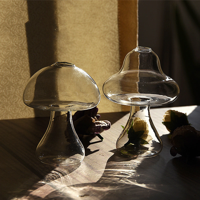 Cute Mushroom Shaped Glass Vase Hydroponic