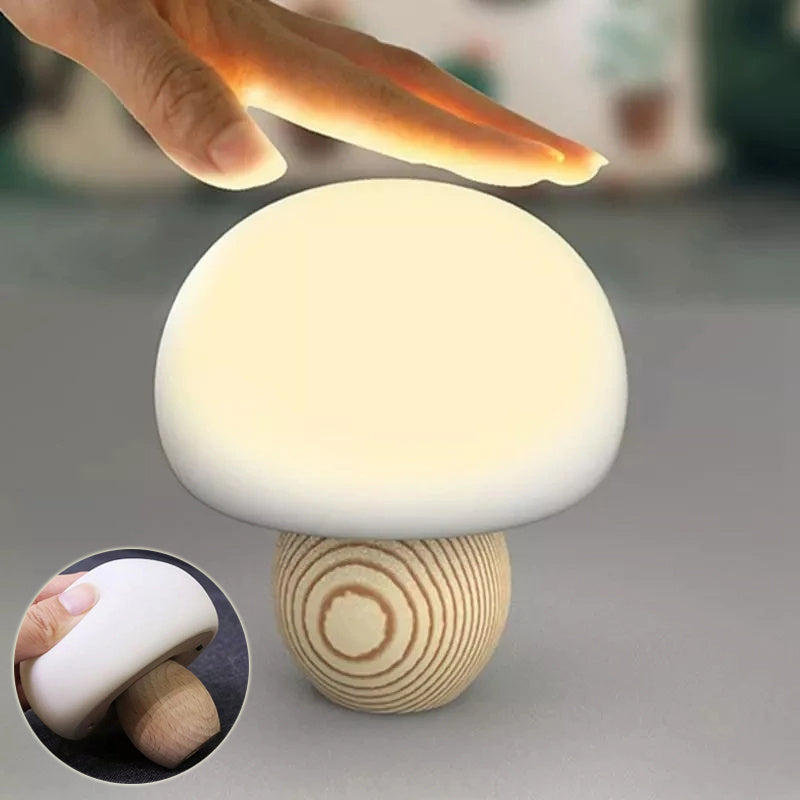 Silicone LED Night Lamp Brightness Adjustable Mushroom